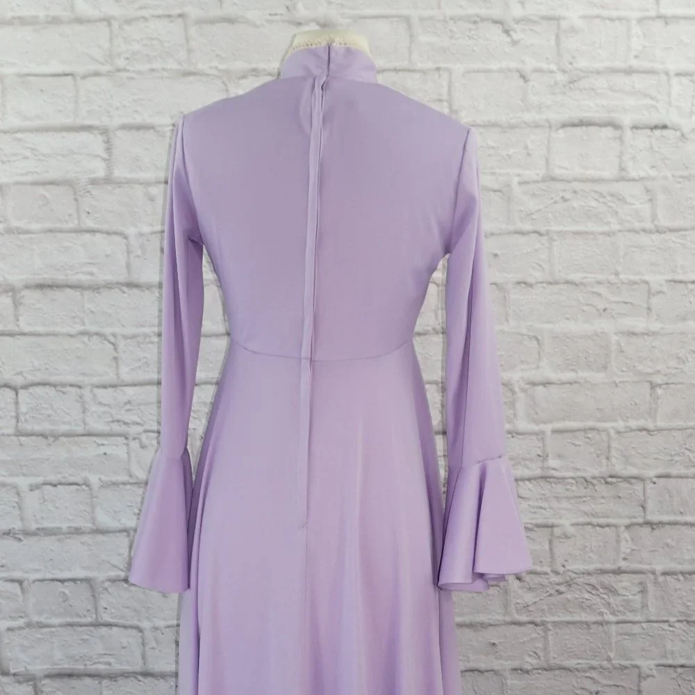 Vintage 70s Purple Floral Maxi Dress - Picture 5 of 8